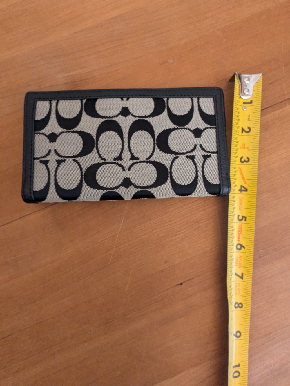 Coach Signature Checkbook Wallet Black White Canvas Leather Trim - Picture 4 of 7
